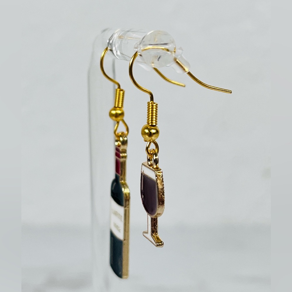 4/$20 Wine Bottle & Glass Mis-match Earrings - Picture 3 of 9